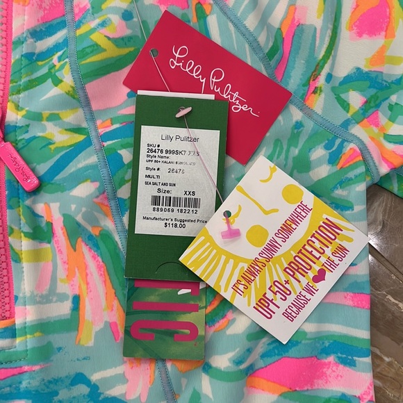 NWT Lilly Pulitzer Swim Sunguard Top- Sea Salt and Sun, Size XXS - Picture 2 of 6